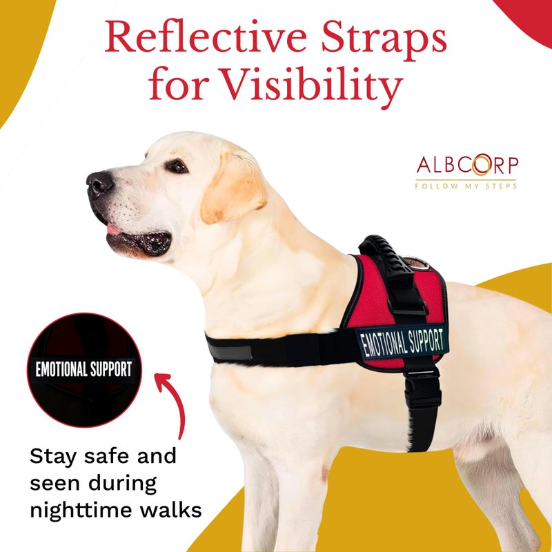 ALBCORP Emotional Support Dog Vest â€“ Reflective Harness - Woven Nylon, Comfy Mesh Padding - Sizes from XXS to XL â€“ Emotional Support Dog Patches Included. Red, Large - Image 5